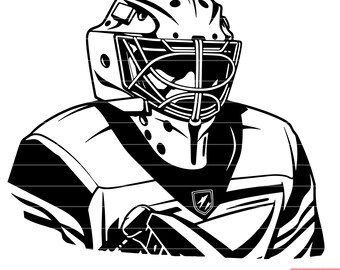 Portero de hockey Deporte Atleta Pista de hielo Bloqueador de discos Red Defensa SVG DXF PNG Archivo de corte Descarga digital instantánea