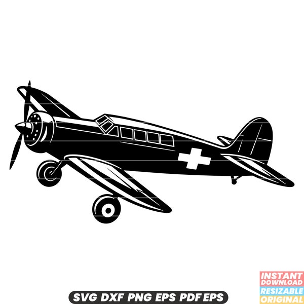 Medic Airplane Emergency Medical Services Ems Air Ambulance Rescue Transportation Healthcare Aircraft Lifesaving SVG DXF PNG Cut File