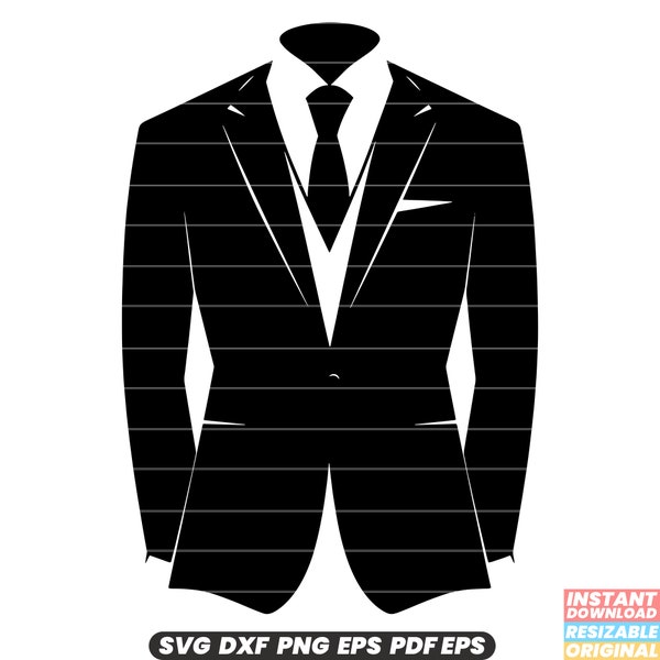 Man Suit Business Formal Wear Office Attire Suit and Tie Professional Clothing Gentleman Fashion SVG DXF PNG Cut File