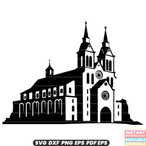 Klooster Klooster Abdij Religieuze Gemeenschap Broederschap Monniken Nonnen Spirituele Retreat Gebed Meditatie Religieuze Orde SVG DXF PNG-bestand knippen