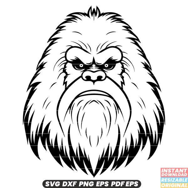 Yeti Mythical Creature Cryptid Bigfoot Abominable Snowman Folklore Legend Himalayas Snow Wilderness Monster Elusive SVG DXF PNG Cut File