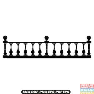 Railing Balustrade Handrail Barrier Guardrail Safety Architecture Construction Design Metal Wood Iron Decorative SVG DXF PNG Cut File