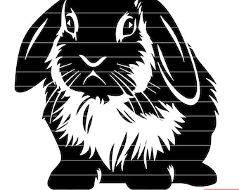 Holland Lop Rabbit Bunny Pet Animal Breed Dwarf Cute SVG DXF PNG Cut File Digital Instant Download