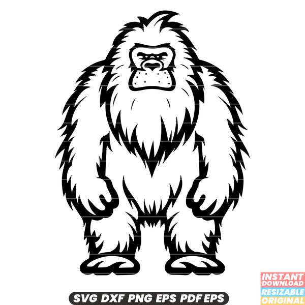 Yeti Mythical Creature Cryptid Bigfoot Abominable Snowman Folklore Legend Himalayas Snow Wilderness Monster Elusive SVG DXF PNG Cut File