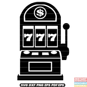 Jackpot Slot Machine SVG Casino Gambling Illustration Jackpot Slot Machine Clipart Lucky Winner Graphic Vegas Design Gaming DXF PNG Cut File