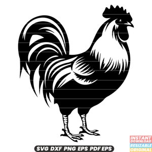 Pollo Bantam Pollame Uccello Razza Piccola Gallina Gallo Bestiame Cortile SVG DXF PNG File di Taglio Download Digitale Istantaneo