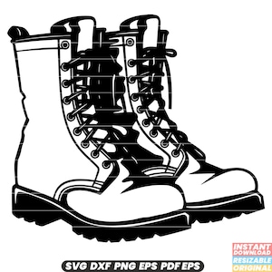 May include: Black and white illustration of a pair of lace-up boots. The boots are drawn in a simple, cartoon style.
