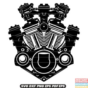 Motor Engine SVG Automotive Illustration Motor Engine Clipart Mechanical Graphic Car Part Design Engineering Art DXF PNG Cut File #1