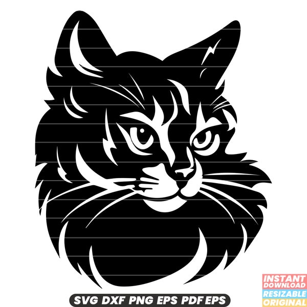 Cat Feline Pet Kitten Kitty Whiskers Fur Paws Cute Domestic Animal SVG DXF PNG Cut File Digital Instant Download