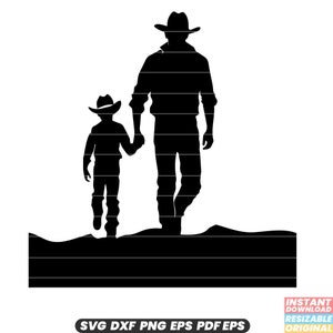 Cowboy Vater und Sohn SVG Western Ranch Cowboy Hut Stiefel Reiten Vater Sohn Bonding DXF PNG Schnittdatei
