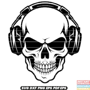 Dj Skull Musik Kopfhörer DJing Deejay Elektronische Musik Skelett Kopf Nachtclub Party Event SVG DXF PNG Schnittdatei