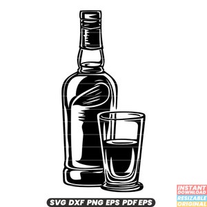Liquor SVG Alcohol Beverage Illustration Liquor Clipart Spirit Bottles Graphic Drink Collection Design Bar Art DXF PNG Cut File