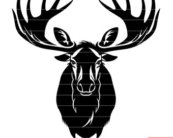 Moose Wildlife Mammal Antlers Herbivore Forest North America Nature Conservation SVG DXF PNG Cut File Digital Instant Download