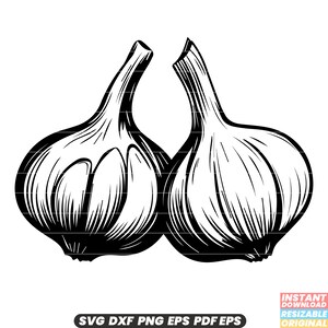 Aglio Verdura Ingrediente da Cucina Spezia Aromatico Sapore Piccante Ail Culinario Erba Condimento Cucina Cibo Cucina SVG DXF PNG File di Taglio