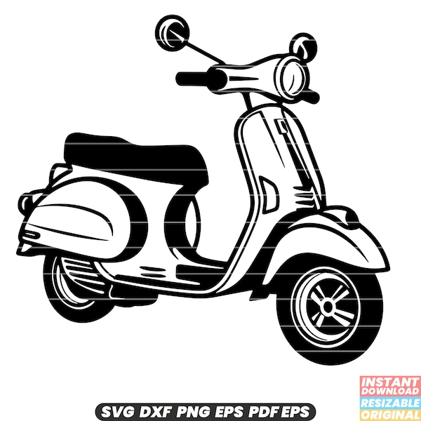 Scooter Vehicle Transport Urban Commute Motorized Wheels Travel Ride SVG DXF PNG Cut File Digital Instant Download