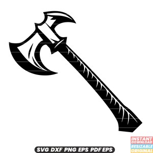 Ascia da guerra Arma Battaglia Combattimento Mischia Vichingo Antico Vichingo Norreno Medievale SVG DXF PNG File di taglio Download istantaneo digitale