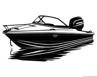 Motorboot, Wasserfahrzeug, Schiffsmotor, Motorboot, Bootfahren, Transport, SVG, DXF, PNG, geschnittene Datei, digitaler Sofort-Download