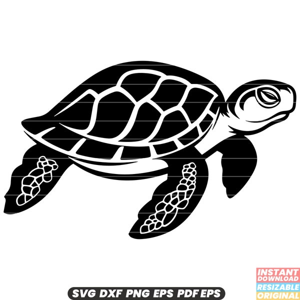 Turtle Reptile Wildlife Shell Aquatic Marine Sea Creature Tortoise Slow Moving Habitat Conservation Nature SVG DXF PNG Cut File