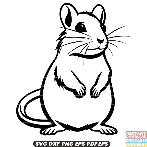Gerbil Rodent Small Pet Mammal Furry Tail Cage Animal SVG DXF PNG Cut File Digital Instant Download