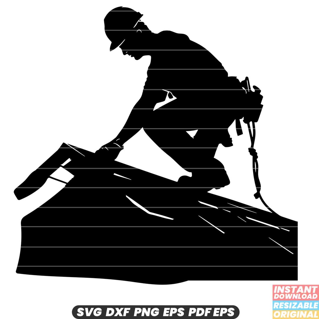 Roof Worker SVG - Construction Laborer, Roofer Occupation, Building ...