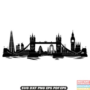 Londen SVG stadsgezicht illustratie Londen clipart skyline grafisch stadslandschap ontwerp hoofdstad kunst DXF PNG-bestand knippen #1