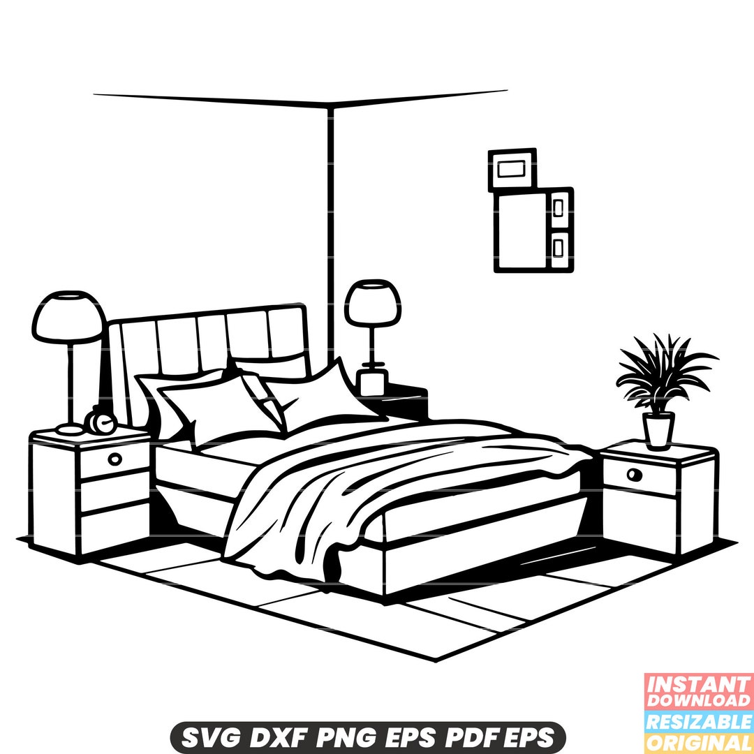 Bedroom Interior Design Furniture Decor Home Relaxation Sleep Cozy SVG ...