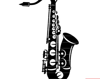 Saxophone Musical Instrument Jazz Brass Woodwind Musician Performance Band Orchestra Soloist Melody Rhythm Harmony SVG DXF PNG Cut File