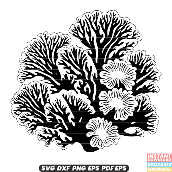 Sea Coral Marine Life Ocean Reef Ecosystem Underwater Wildlife Aquatic Habitat Coral Polyp Coral Bleaching Biodiversity SVG DXF PNG Cut File