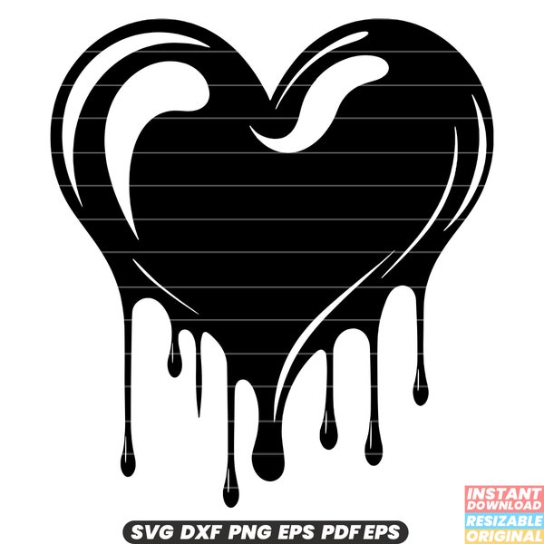 Melting Heart Image Love Romance Affection Melting Love Heart Shape Concept Symbolic Emotional Passionate Feeling SVG DXF PNG Cut File