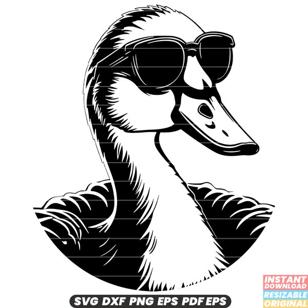 Goose Sunglasses Bird Waterfowl Cool Stylish Aviator Shades Animal Wildlife Funny Cute Hipster Trendy Fashionable Lake SVG DXF PNG Cut File