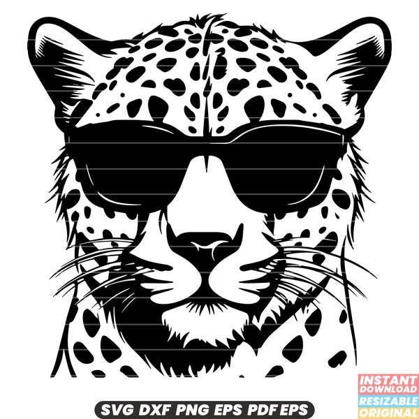 Cheetah Sunglasses Animal Print Fashion Trendy Leopard Panther Exotic Style Eyewear Sun Shades Glamorous Chic SVG DXF PNG Cut File