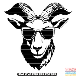 Gafas de sol de cabra montés Gafas de sol geniales Animales Vida salvaje De moda Divertido Lindo Verano Diversión Protección solar Vibraciones geniales Archivo de corte SVG DXF PNG