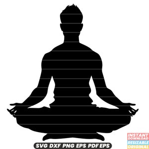 Man Yoga Oefening Fitness Rekken Meditatie Evenwicht Kracht Flexibiliteit Ontspanning Mindfulness Wellness Gezondheid SVG DXF PNG-bestand knippen