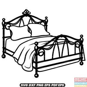 Bed Furniture Bedroom Sleep Rest Comfort Home SVG DXF PNG Cut File Digital Instant Download