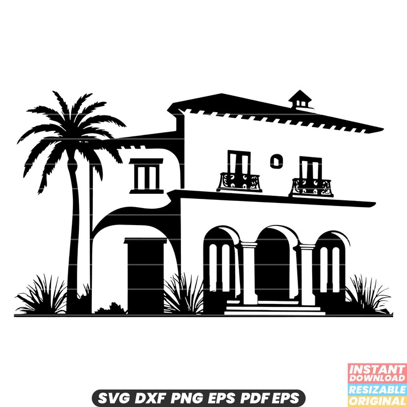 Spanish House SVG Mediterranean Architecture, Traditional Spanish Home ...