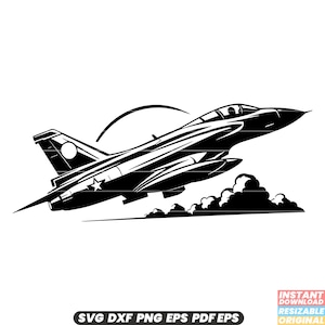 Avião a Jato Avião Voo Transporte Aviação Velocidade de Viagem Passageiro Lutador Militar Tecnologia de Motor a Jato SVG DXF PNG Cut File