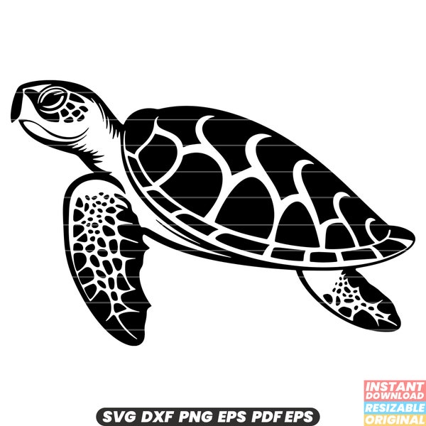 Turtle Reptile Wildlife Shell Aquatic Marine Sea Creature Tortoise Slow Moving Habitat Conservation Nature SVG DXF PNG Cut File