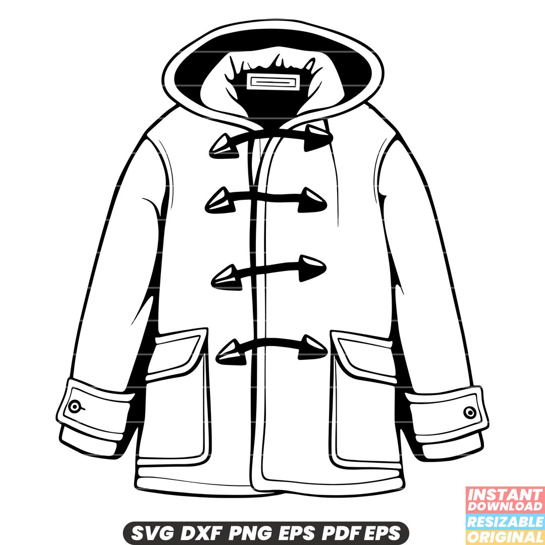 Duffle Coat SVG, Duffle Coat DXF, Duffle Coat PNG, Duffle Coat Clipart