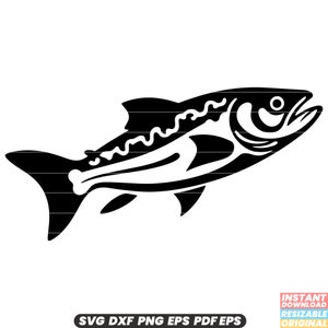 Trout Fish Freshwater Salmonid Rainbow Brown Brook Species Game Fishing Angling Catch Delicious Cuisine Nature SVG DXF PNG Cut File