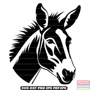 Ezel zoogdier gedomesticeerde boerderij vee paarden hoef SVG DXF PNG-bestand knippen digitale Instant Download