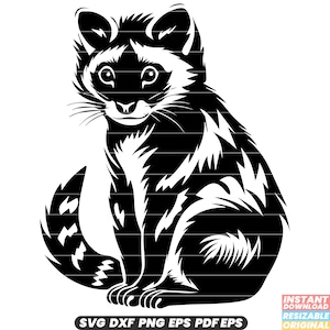 Civet zoogdier nachtelijke carnivoor dieren in het wild exotische geur klier bos habitat biodiversiteit SVG DXF PNG-bestand knippen digitale Instant Download