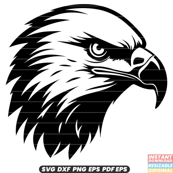 Bald Eagle Bird Wildlife Predator Raptor Symbol Usa National Emblem Freedom Strength SVG DXF PNG Cut File Digital Instant Download