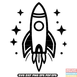 Ruimteraket Lucht- en ruimtevaartvoertuig Lancering Ruimtevaartuig Verkenning Technologie Wetenschapsmissie Astronaut SVG DXF PNG-bestand knippen