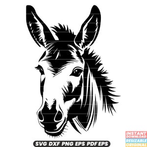 Âne animal mammifère domestiqué ferme bétail équin sabot SVG DXF PNG coupe fichier téléchargement immédiat