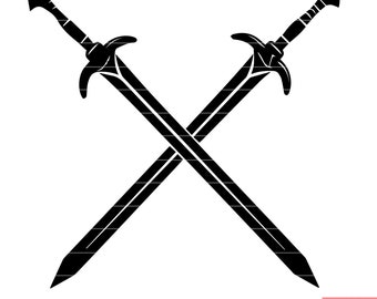 Gekruiste zwaarden SVG wapens middeleeuws gevecht gevecht strijder Duel ridder eer DXF PNG-bestand knippen #2