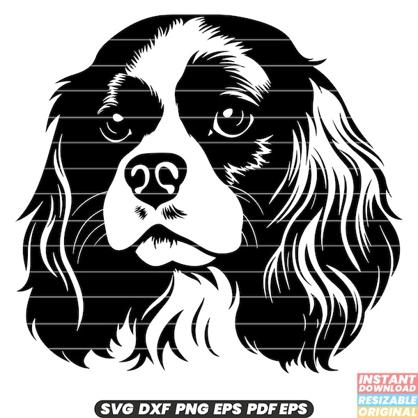 Cavalier King Charles Spaniel Dog Breed Companion Pet Canine Toy Spaniel Puppy SVG DXF PNG Cut File Digital Instant Download