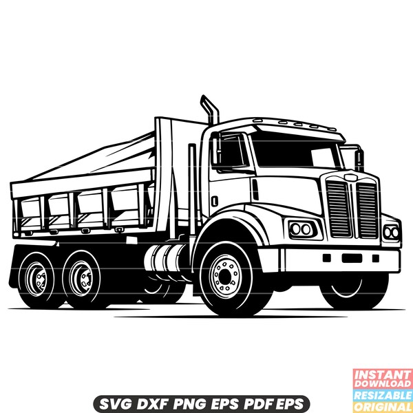 Dump Truck Construction Vehicle Heavy Machinery Transport Hauling Earthwork Site Excavation SVG DXF PNG Cut File Digital Instant Download