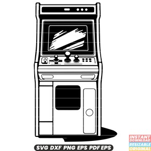 Arcade Machine Gaming Videogames Retro Vintage Entertainment Muntautomaat SVG DXF PNG-bestand knippen Digitale Instant Download