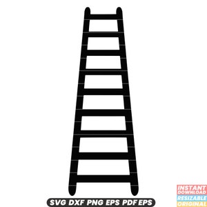 May include: Black silhouette of a ladder with six rungs.