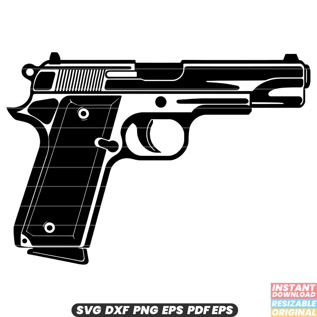 Pistol SVG Gun Firearm Weapon Handgun Revolver Self-defense DXF PNG Cut ...